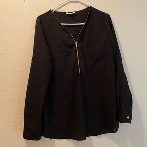 Calvin Klein Black Blouse with Zipper
